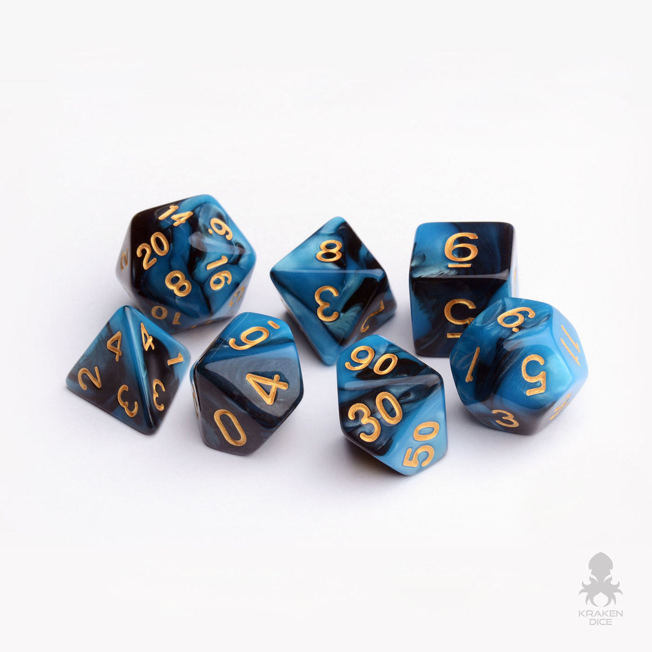 Sapphire Raven Polyhedral 7pc Dice Set